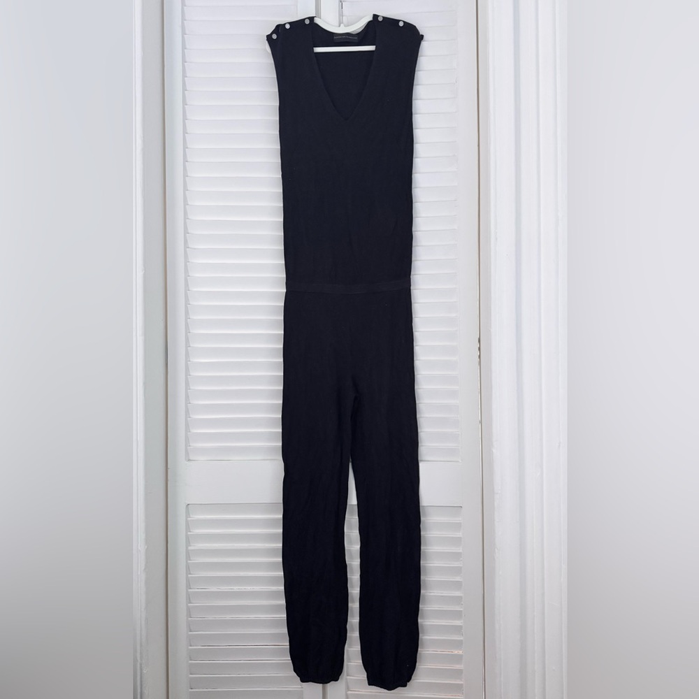 Zadig & Voltaire Luxe Silk & Cashmere Knit V-Neck Jumpsuit in Black